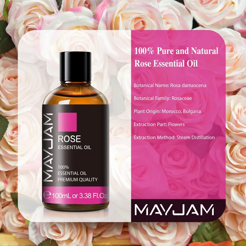 Rose Essential Oil, MAYJAM Premium Pure Essential Oils for Diffusers