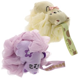 WOONEKY 2Pcs Cartoon Shower Loofah Boy Girl Bath Sponge Body Exfoliating Scrubber with Lanyard for Easy Hanging Fun Bathing Experience for Boy Girl