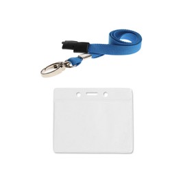 ID Card It 1 PVC ID Card Pass Badge Holder and Lanyard Neck Strap (Blue Metal Clip)