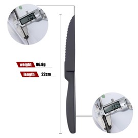 Steak Knife Set, 4-Piece Serrated Black Steak Cutlery Steak Knife, Stainless Steel Steak Cutlery Knife for Home, Restaurant, Hotel, 22cm