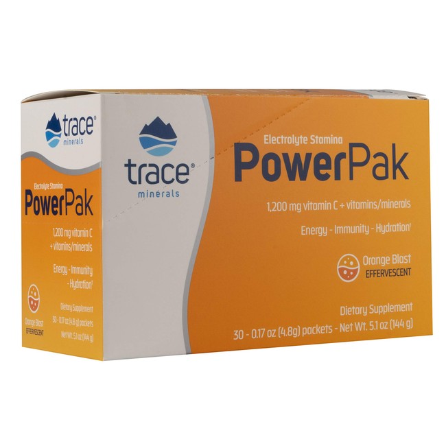 Trace Minerals Electrolyte Stamina Power Pak Non-GMO, Orange Blast, 30 Count
