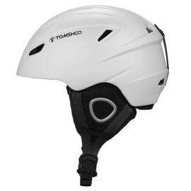 TOMSHOO Ski Snowboard Skateboard Helmet Adjustable Windproof Warm Detachable Liner Snow Winter Sports Helmet Earmuff (White with no Glasses, Medium)