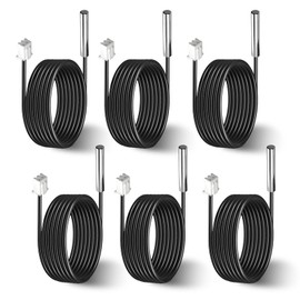 6 Pcs 10K Temperature Sensor Probe, 1 M Waterproof 10K Thermistor, Stainless Steel 3950 NTC Thermistor Sensor Probe with 1% Precision, for Refrigerator, Aquarium, Industrial, Water Dispenser Parts etc
