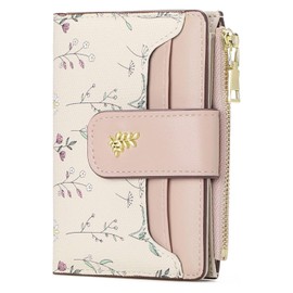 BAYITIONE Small Wallets for Women Leather Bifold Zipper Pocket Wallet Cute Flower Credit Card Holder Coin Purse with ID Window