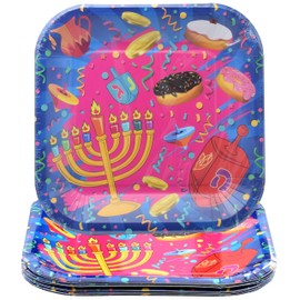 Izzy 'n' Dizzy Hanukkah Plates - Chanukah Paper Goods - 7 Inch - Serves 10