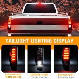 LED Tail Lights + 3rd Brake Light Fits for Chevy Colorado for GMC Canyon 2004 2005 2006 2007 2008 2009 2010 2011 2012, Chrome Housing Smoke Lens