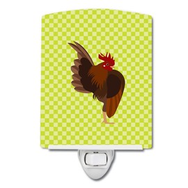 Caroline's Treasures BB7668CNL Malaysian Serama Chicken Green Ceramic Night Light Compact, UL-Certified, Ideal for Bedroom, Bathroom, Nursery, Hallway, Kitchen, 6x4x3, Multicolor