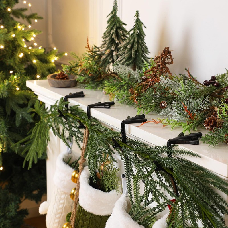 Vicenpal 4 Pcs Fireplace Stocking Garland Hanger for Mantel 2