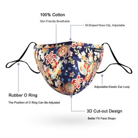 UTRIPSUNEW Face Masks for Women - Cotton Face Mask Washable Reusable Cloth Mask with 4 Filters Adjustable Ear Loops & Nose Wire