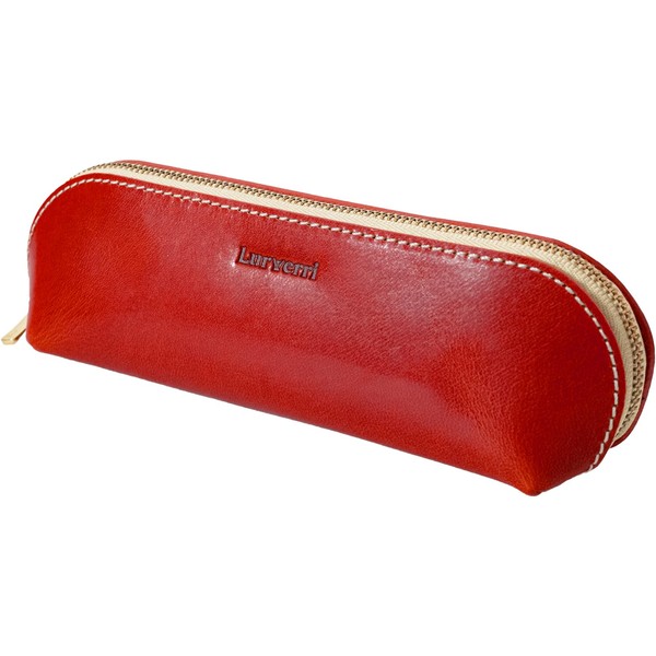 Lurverri Pen Case, Large Capacity, Cute, Rounded, Genuine Leather, Italian