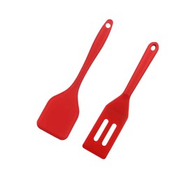 2 Pieces Mini Spatula Small Spatula Brownie Serving Set Flexible Nonstick Silicone Red Serve Slotted Spatula Turner for Cooking, Baking & Flipping Eggs