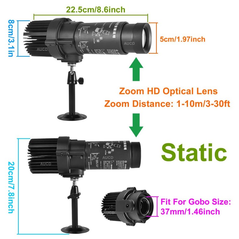20W LED Static HD Zoom AD Logo Advertise Projector Lamps
