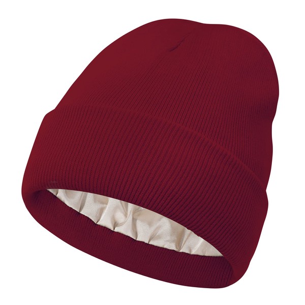 Durio Satin Lined Beanie for Women Knit Satin Lined Winter