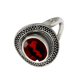 SILVERTROVE Granat-Edelstein- Sterling silber Band Ring für Männer und Frauen in allen Größen Schmuck CRG1085AB1_(47 (15.0))