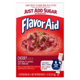 FlavorAid Aguas Frescas - Cherry Flavor - Powdered Drink Mix Pack of 3-6 Sticks Per Box - Each Stick Makes 2 Quarts - Singles To Go! Pitcher Packs - Great Flavors