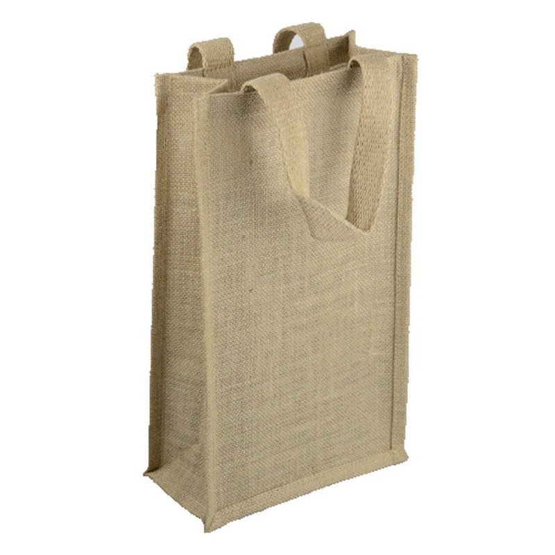 Natural Jute Burlap Two Bottle Wine Gift Tote Bags Wine