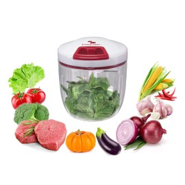 BEPER C107UTT002 Manual Chopper with Rope, Stainless Steel/ABS, White/Red