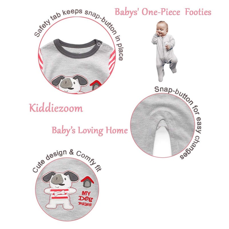 Kiddiezoom Baby Boys Cartoon Giraffe 100% Organic Cotton 2-Pack Coverall