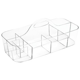 iDesign Clarity Cosmetic Organizer Tote for Vanity Cabinet to Hold Makeup, Beauty Products - Clear 14.5" x 7" x 5.75"