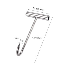 LGEGE Set di 2 Ganci per Macelleria in Acciaio Inox Con Manico a T - per Ristorante, Cucina, Pancetta, Salsicce, Barbecue, Grill
