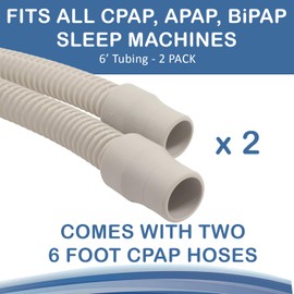 Roscoe Medical Universal CPAP Hose, 6 Feet(2 Pack), Easyflex Lightweight - Flexible CPAP Tubing, Gray, Includes 2 CPAP Hoses, Fits Most CPAP, APAP, BiPAP Brands