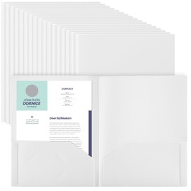 Gueevin 150 Pcs Plastic Folders with Pockets, Two Pocket Folder Fit Letter Size, Heavy Duty School Folders Business Card Holder for Home Office School Bussiness, 11.61 x 9.45 Inches (White)