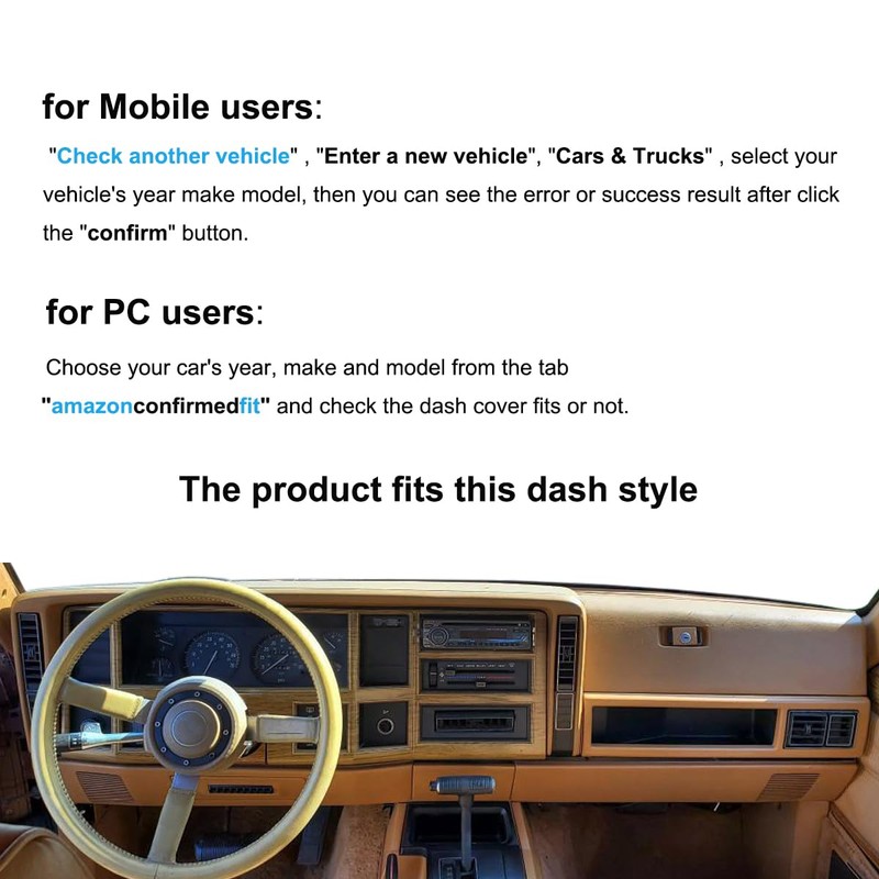 AKMOTOR Dash Cover Mat Custom Fit for Jeep Cherokee Comanche