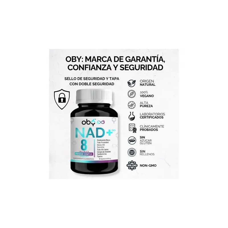 Oby Nad+ Resveratrol Potenciado 8 Ingred Nicotinamida Ribosa