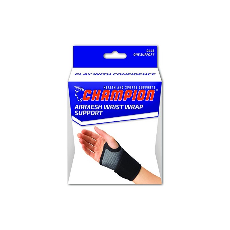Champion Wrist Wrap Support, Universal Fit, Airmesh Fabric, Grey,
