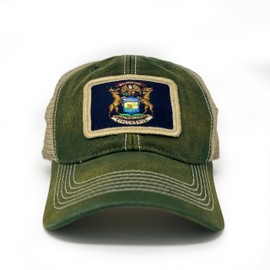 S.L. Revival Co Michigan Flag Trucker Hat, Green