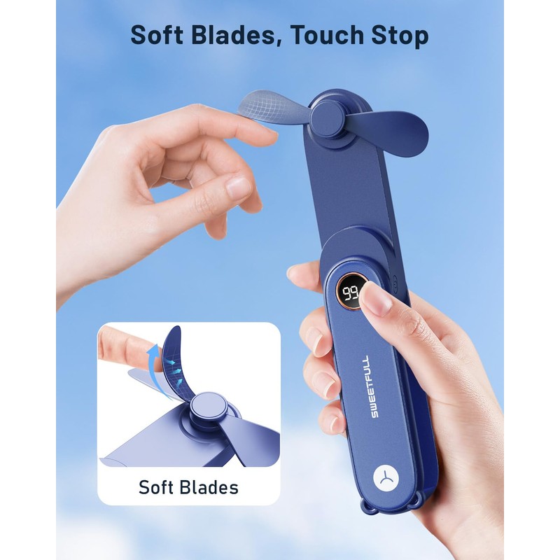SWEETFULL Portable Handheld Mini Fan with LED Display, 3-in-1 Personal