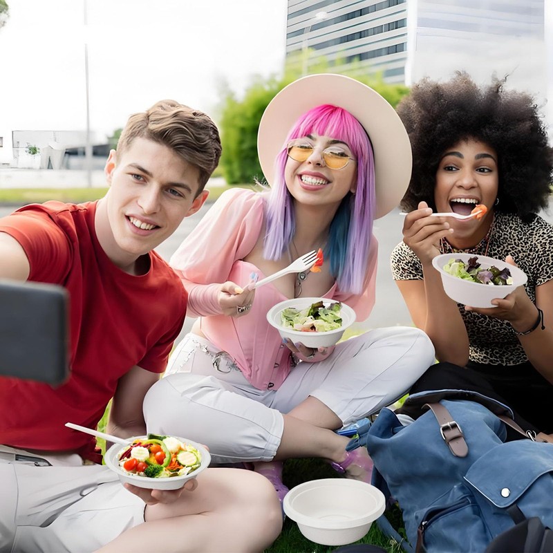 100Pcs White Paper Bowl Disposable Bowls for Parties,11.8oz/350ml Party Bowl