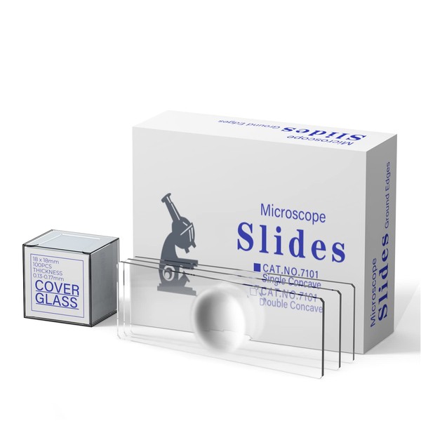 Single Depression Concave Microscope Slides Kit, Vabiooth 50 Pcs Pre-Cleaned