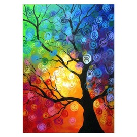 4Mybebe Diamond Painting 5D, Diamante Cuadrado Set de Arte, 30 x 40 cms Kit de Arte Decoracion 5D Diamond Painting, Arboles (Arbol Multicolor)