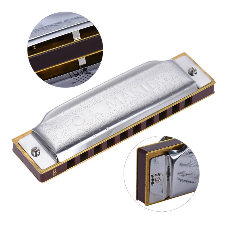 Suzuki 1072-B Folkmaster Standard 10-Hole Diatonic Harmonica Key of B