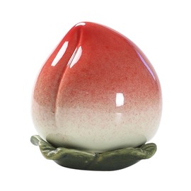 GOOHOCHY 1Pc Decorative Ceramic Tea Canister Peach Shaped Sealing Jar for Tea Storage Unique Birthday Household Furnishing Ceramic Tea Jar for Loose Tea and Seasoning