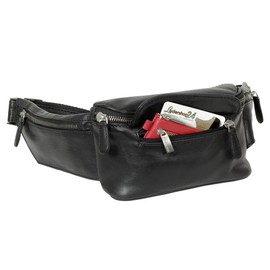 Branco Bum Bag Genuine Leather Black, black