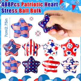 JellyArch 48 Pcs Patriotic Star Stress Ball Bulk 2 Inch Independence Day Mini Foam Stress Gifts Balls White Red Blue Relief Star Motivational Gifts for 4th of July Party Carnival Reward