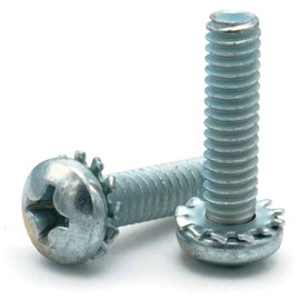 SEMS Screws Phillips Pan Head with External Tooth Lock Washers Zinc #10-32 x 1/4" Qty 1000