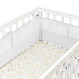 2 in 1 Breathable Mesh Liner for Full-Size Cribs,White Covers