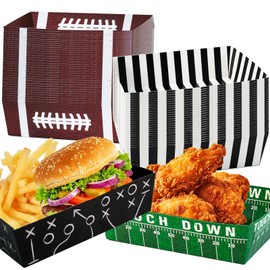 Football Party Supplies, 48Pcs Football Food Trays Football Paper Snack Tray Disposable Football Serving Tray Football Theme Paper Food Tray for Football Birthday Carnival Game Day Party Decorations