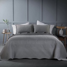 HOMBYS Oversized King Bedspreads 128"x128", Quilt Set Extra Wide & Lightweight Bedding Set, Soft, Durable & Breathable Coverlet for All Seasons, 3 PCS, (Dark Grey, 128"x128")