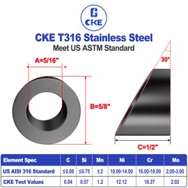 CKE 30 Pack Black 5/16" ID Angle Beveled Washer 25 30 35 Degree for 1/8" 5/32" 3/16" Stair Cable Railing Kit for Wood Metal Post, T316 Stainless Steel 30 Degree Cable Railing Angle Washers BCR17