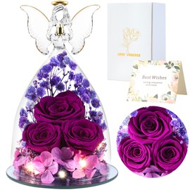 Eternal Rose Angel Gifts for Women, Angel Figure Gifts for Mum, Mother's Day Gift, Mother's Day Gifts for Mum, Birthday Gift for Women, Mother, Grandma Gift (Purple)