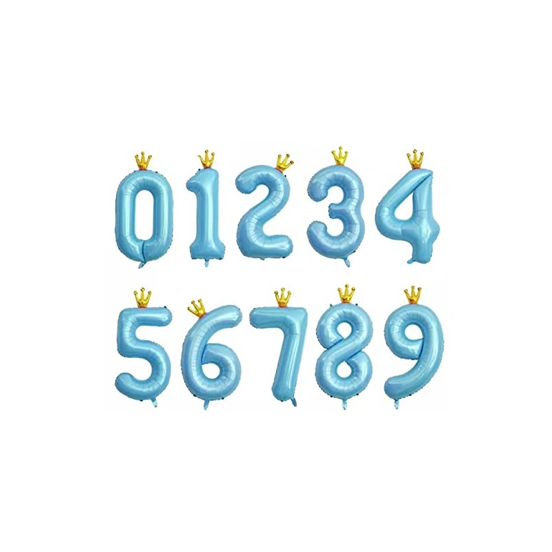 40 Inch Blue Conjoined Crown Number 3 Balloons, 3rd Birthday