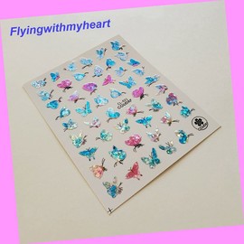 Laser Holographic Butterfly Waterproof 3D Self-Adhesive Nail Stickers Cl21 for Nails Design Nail Art Stickers Decals Supplies Manicure Tips Sticker Colorful for Nail Decorations