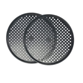Monfish 14 inch Pizza Pan with holes 2 pack perforated huge Pizza Tray Carbon Steel Crisper Pan Non stick Pizza pan for oven