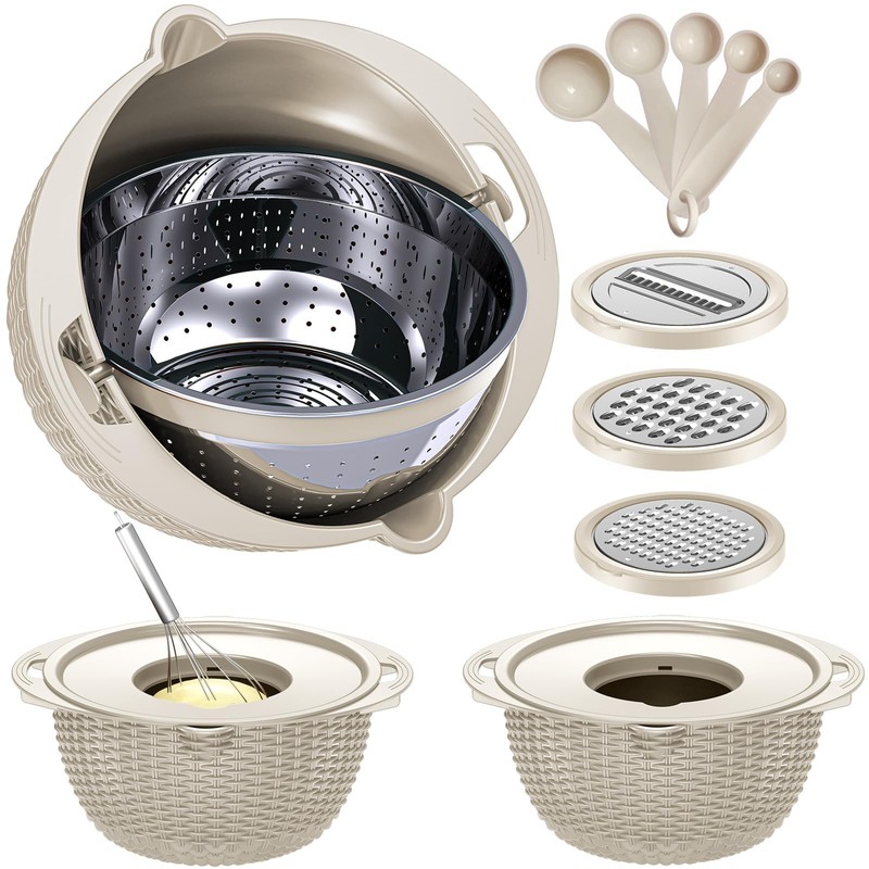 4-1 Colander with Bowl Set - Rotatable Colander Bowl with