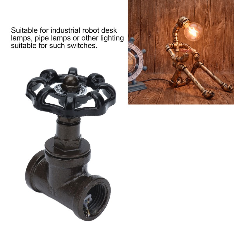 Steampunk Light Switch G1/2 Stop Valve Tee Industrial Light Switch