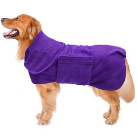 Dog Bathrobe Dog Robes for After Bath Shower Swimming Dog Drying Towel Super Absorbent fit for Small Medium Large Breeds - Purple - XXXL